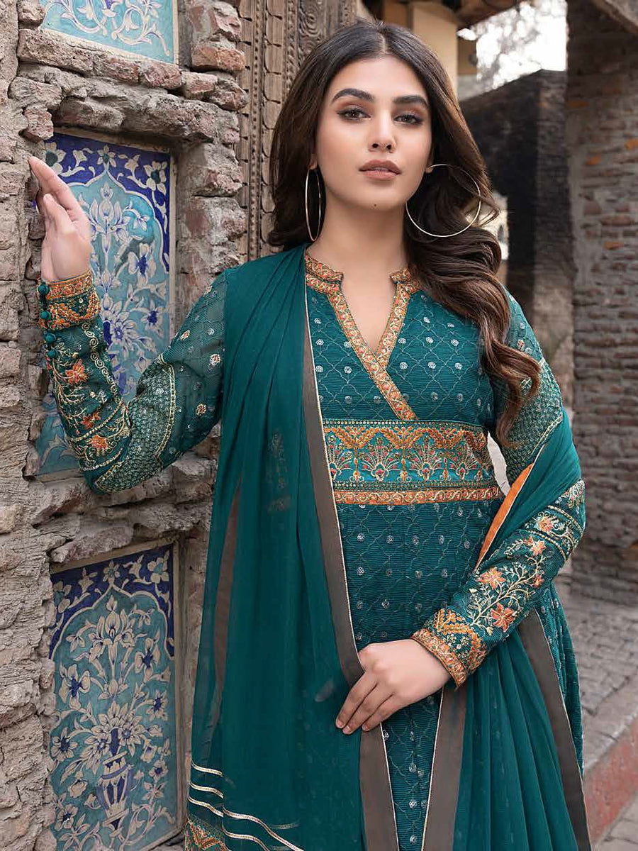 Charizma Aarzo Unstitched Embroidered Luxury Fancy 3Pc Suit CLC-01
