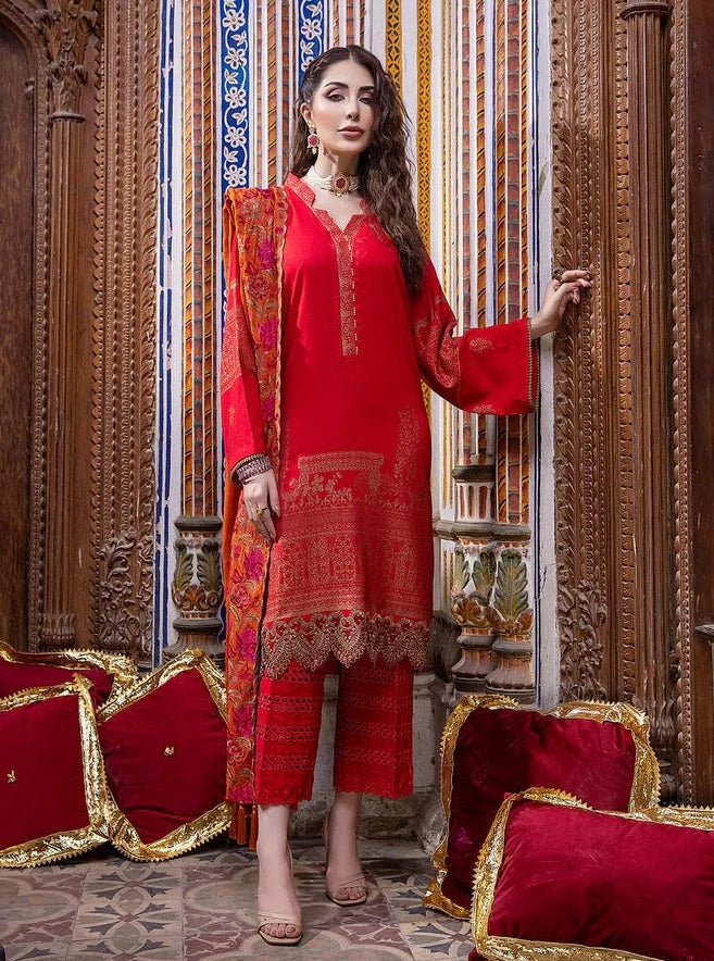 Charizma Signature Unstitched Embroidered Leather Jacquard 3Pc CLJ-13