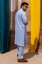 So Kamal Mens Unstitched Classic Cotton Suit CM-1514 Light Blue