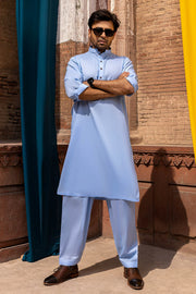 So Kamal Mens Unstitched Classic Cotton Suit CM-1514 Light Blue