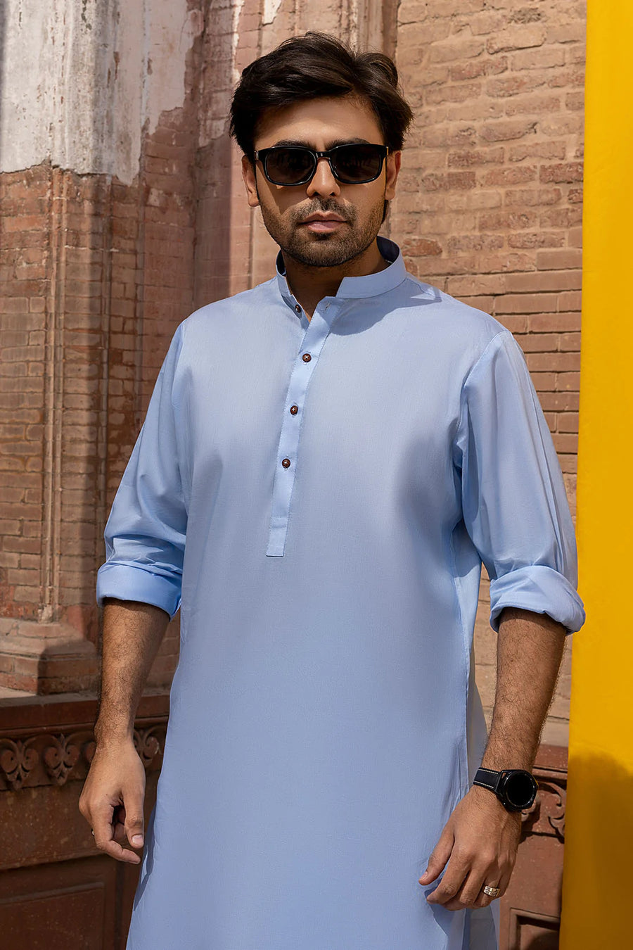 So Kamal Mens Unstitched Classic Cotton Suit CM-1514 Light Blue