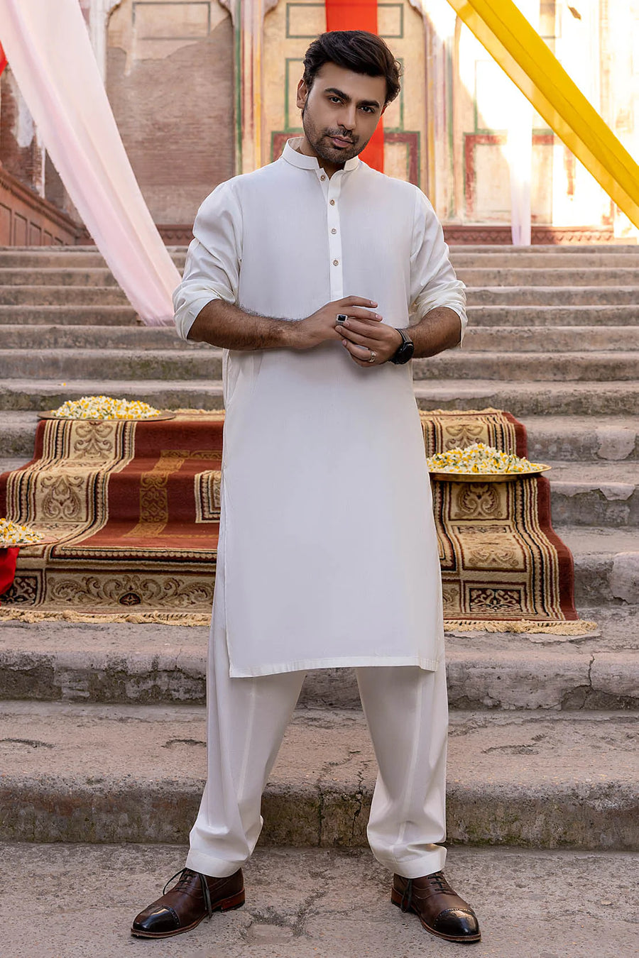 So Kamal Mens Unstitched Classic Cotton Suit CM-1514 Off White