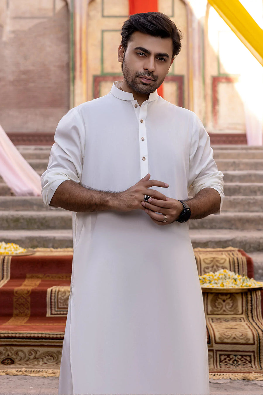 So Kamal Mens Unstitched Classic Cotton Suit CM-1514 Off White