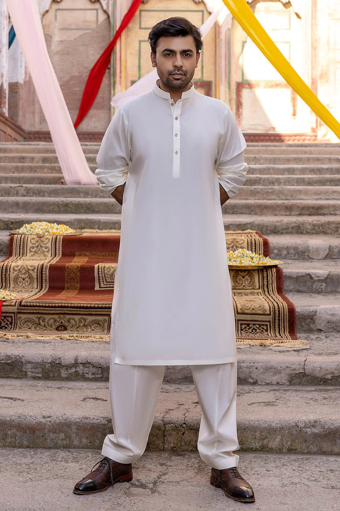 So Kamal Mens Unstitched Classic Cotton Suit CM-1514 Off White