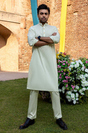So Kamal Mens Unstitched Classic Cotton Suit CM-1514 Sage Green