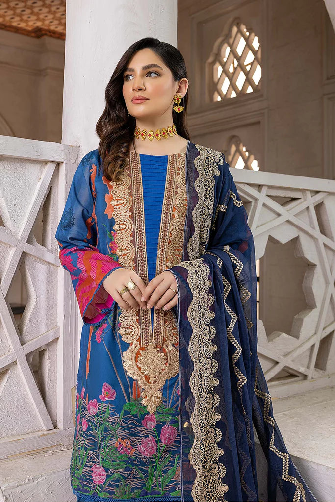 Charizma Naranji Vol-03 Unstitched Embroidered Lawn 3Pc Suit CN22-27 B