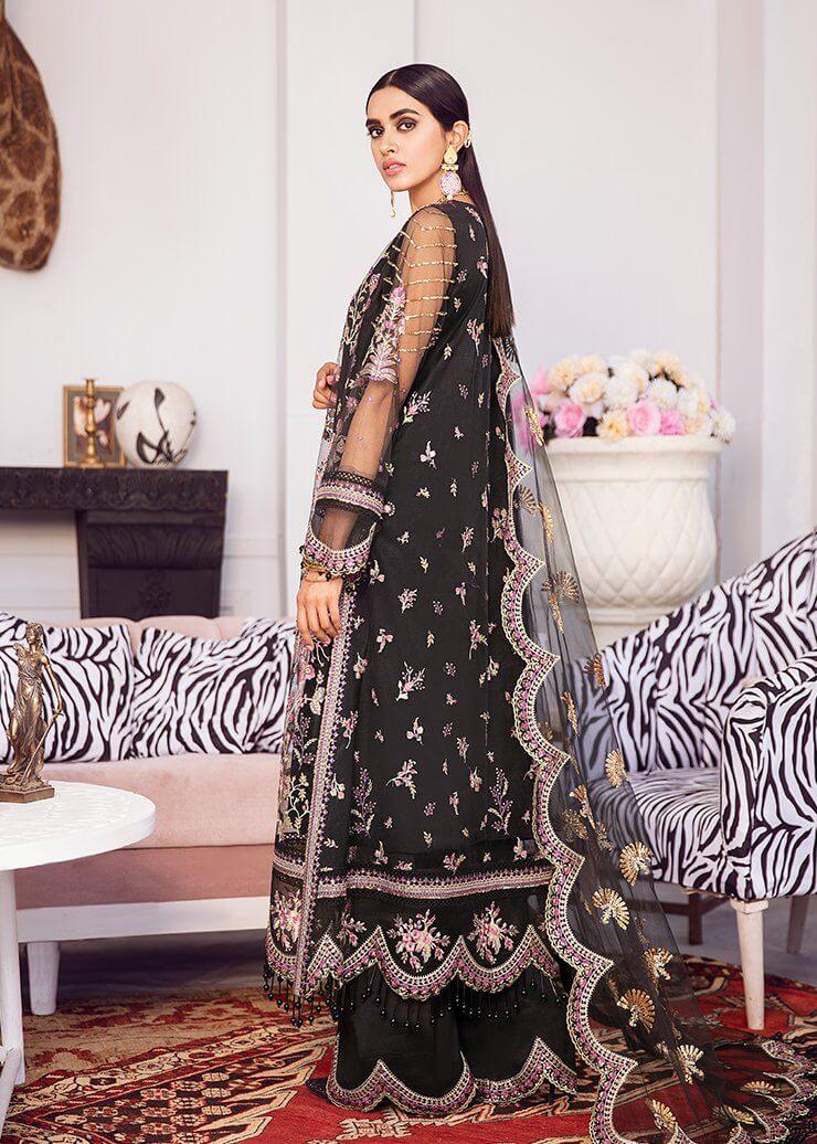 Afrozeh La Fuchsia Luxury Chiffon Unstitched 3 Piece Suit D-03 Cocktail - FaisalFabrics.pk
