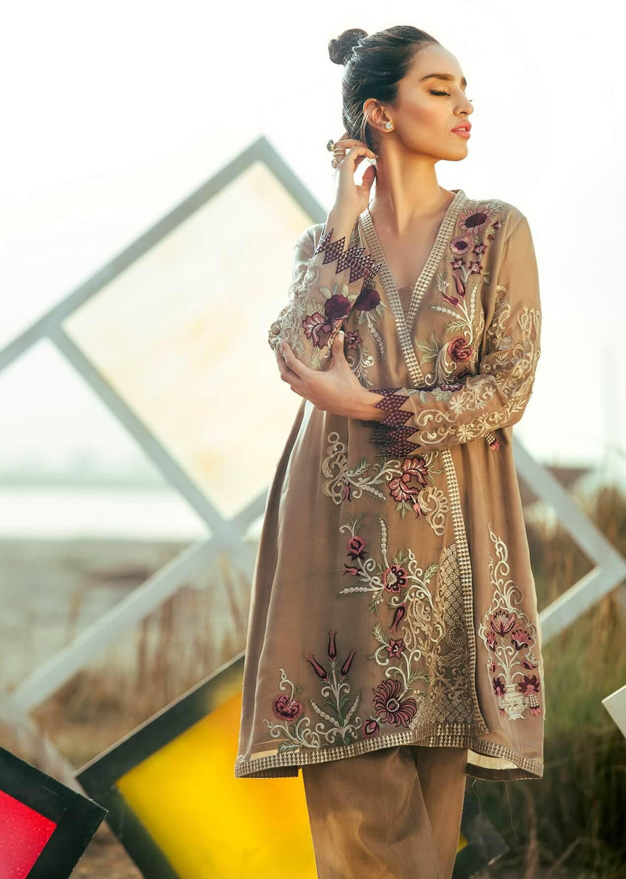 COIR Luxury Embroidered Chiffon EID Collection 2018 PLUM ROSE-09 - FaisalFabrics.pk
