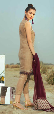 COIR Luxury Embroidered Chiffon EID Collection 2018 PLUM ROSE-09 - FaisalFabrics.pk