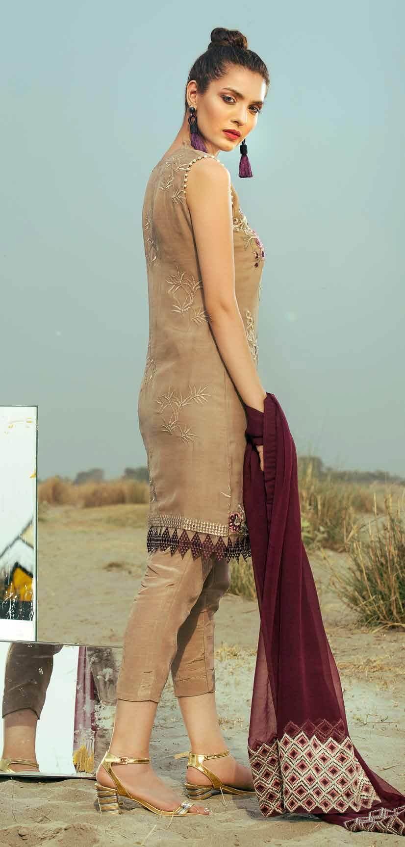 COIR Luxury Embroidered Chiffon EID Collection 2018 PLUM ROSE-09 - FaisalFabrics.pk