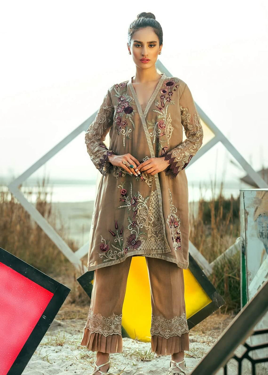 COIR Luxury Embroidered Chiffon EID Collection 2018 PLUM ROSE-09 - FaisalFabrics.pk