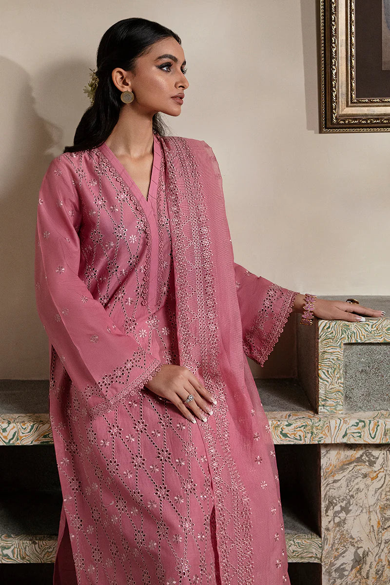 Cross Stitch Chikankari Lawn Unstitched 3 Piece Suit - CORAL BOUGUET
