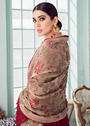 Afrozeh La Fuchsia Luxury Chiffon Unstitched 3 Piece Suit D-04 Coral Mist - FaisalFabrics.pk