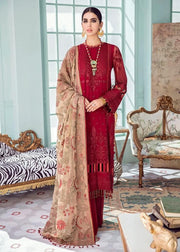 Afrozeh La Fuchsia Luxury Chiffon Unstitched 3 Piece Suit D-04 Coral Mist - FaisalFabrics.pk