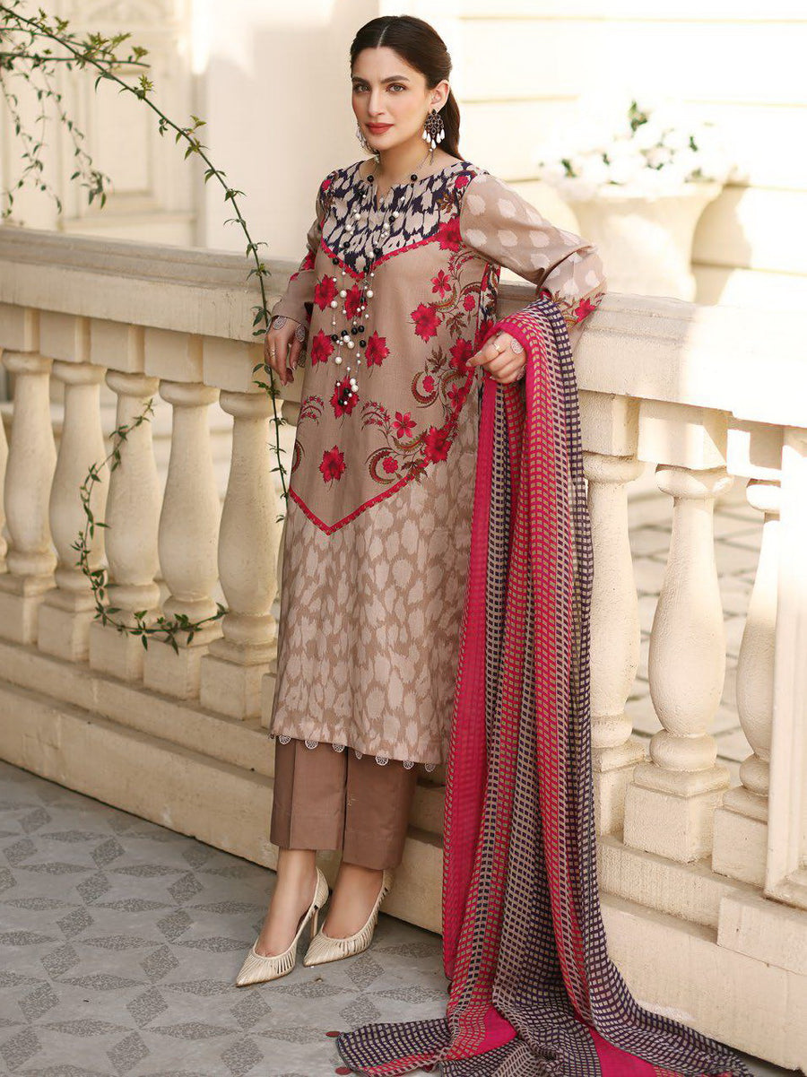 Charizma C-Prints Unstitched Printed Lawn 3 Piece Suit CP-018