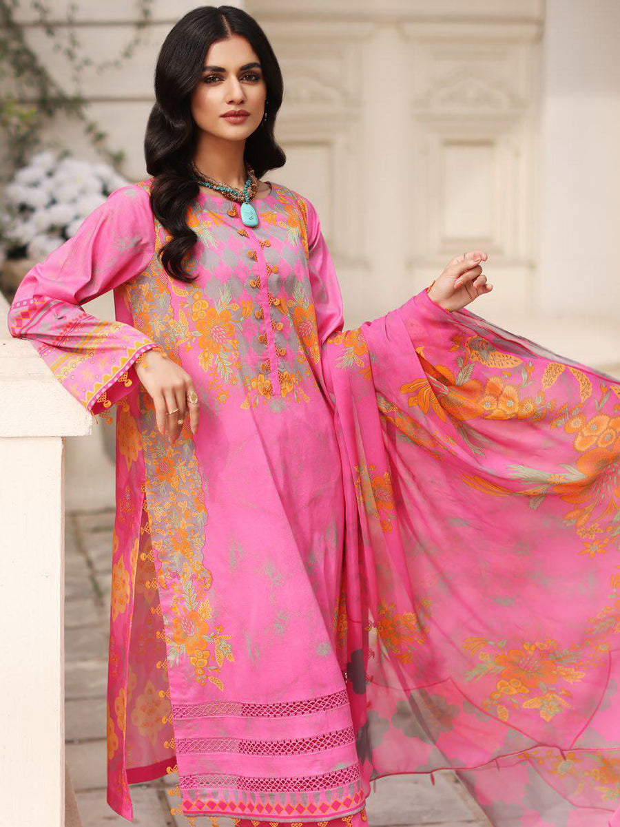 Charizma C-Prints Unstitched Printed Lawn 3 Piece Suit CP-019