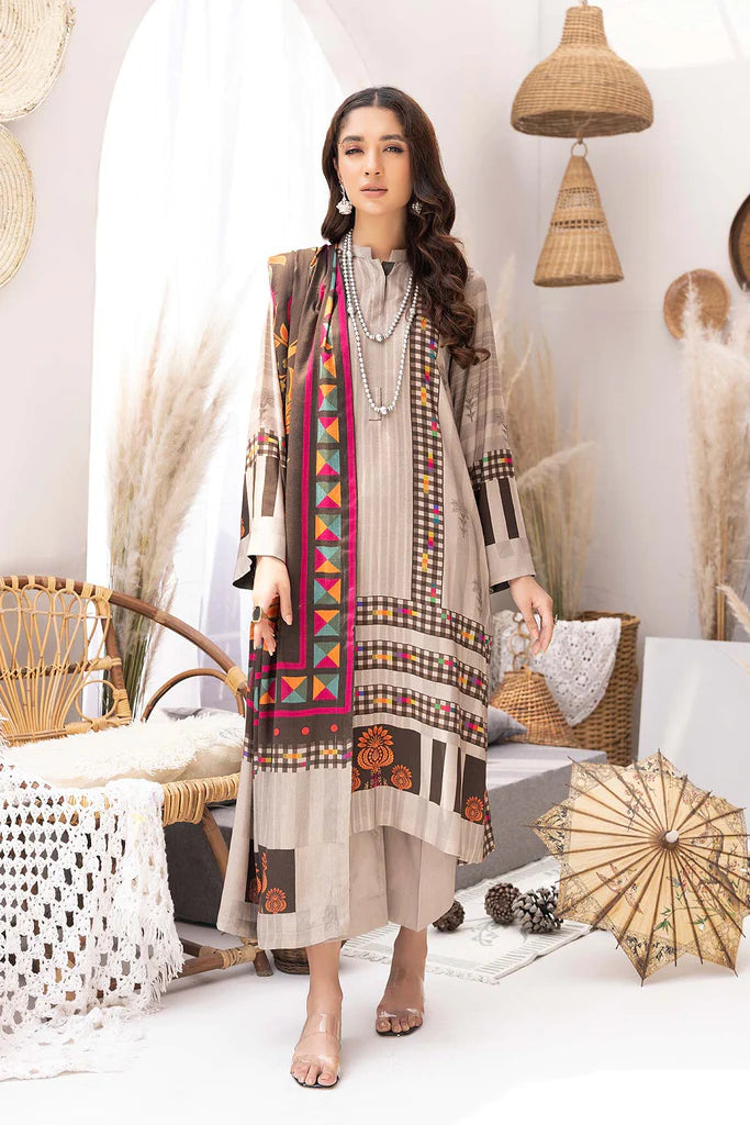 Charizma C-Prints Unstitched Slub Linen 3Pc Suit CPW22-33