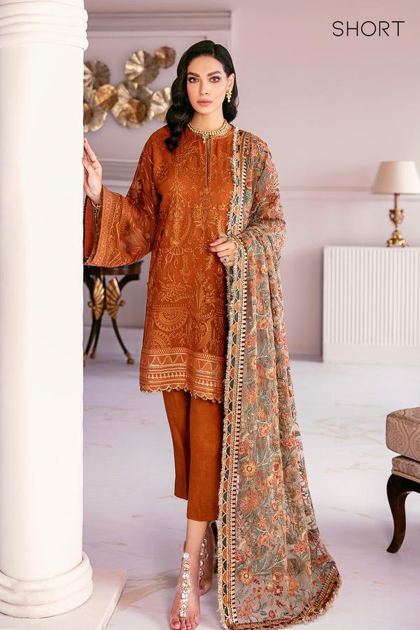 Baroque Chantelle Embroidered Chiffon 3 Piece Suit BQ-08 Crystal Sugar - FaisalFabrics.pk
