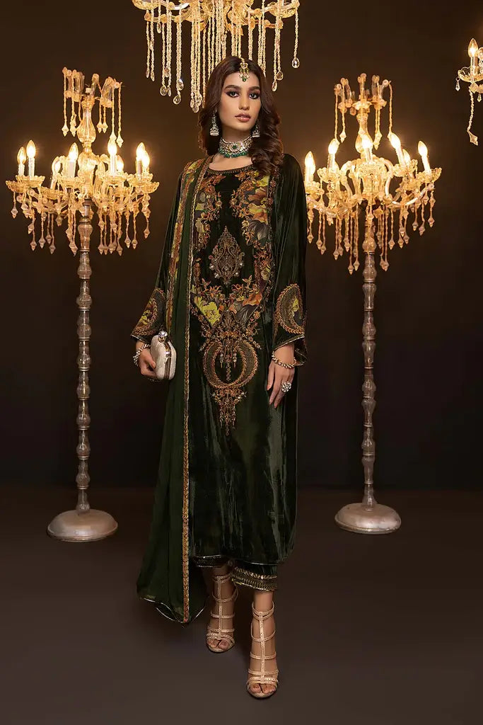 Charizma Signature Unstitched Embroidered Velvet 3Pc Suit CV22-01