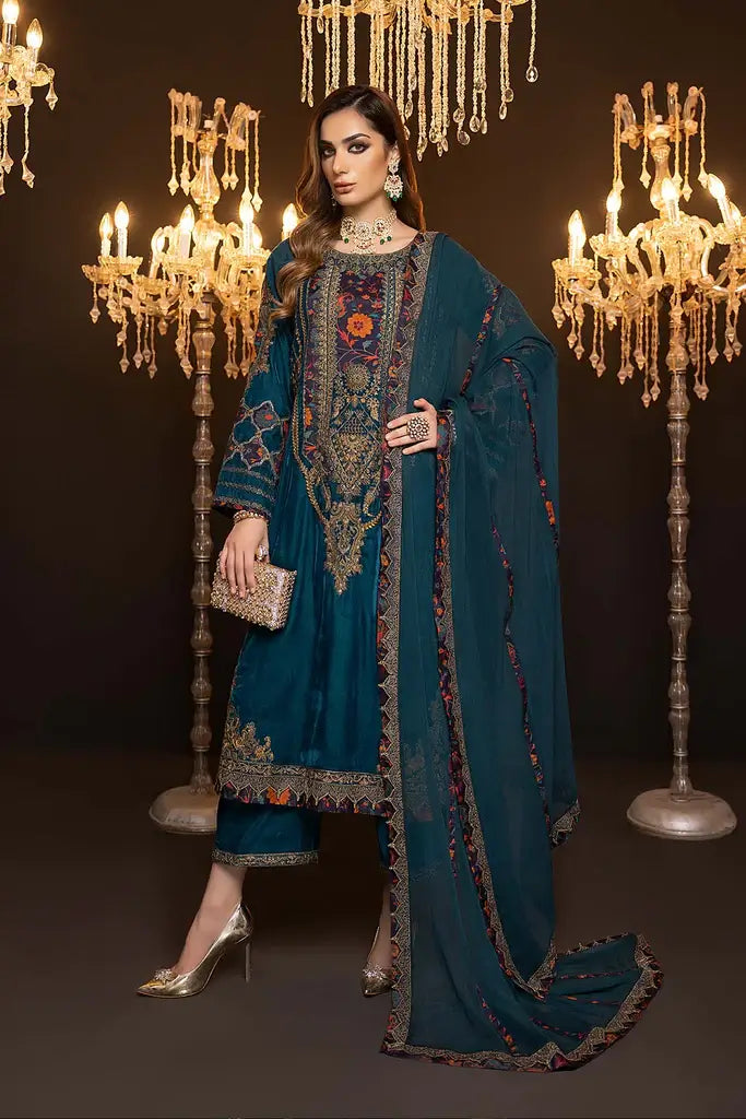 Charizma Signature Unstitched Embroidered Velvet 3Pc Suit CV22-02