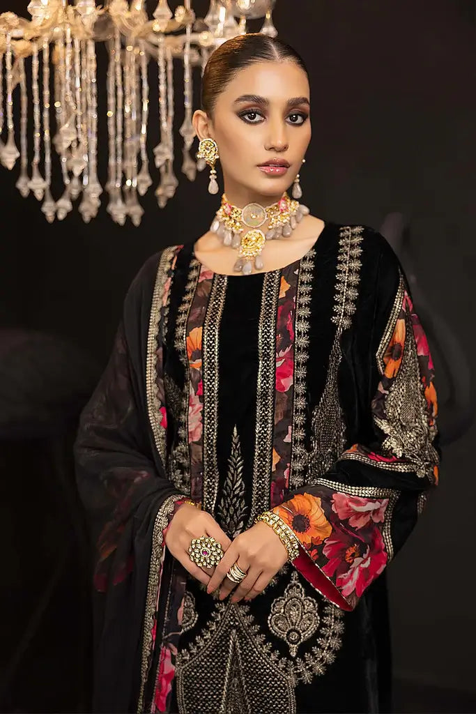 Charizma Signature Unstitched Embroidered Velvet 3Pc Suit CV22-03