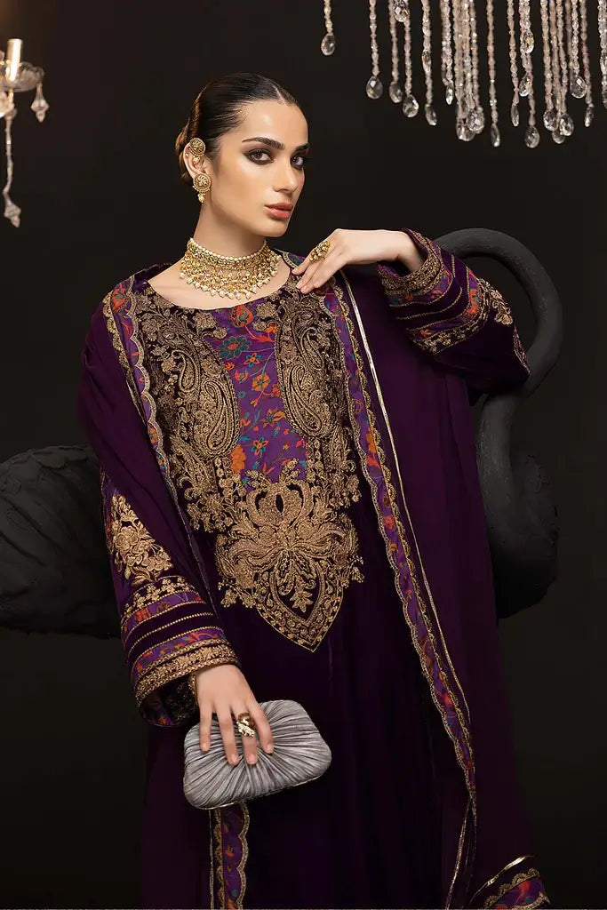 Charizma Signature Unstitched Embroidered Velvet 3Pc Suit CV22-06