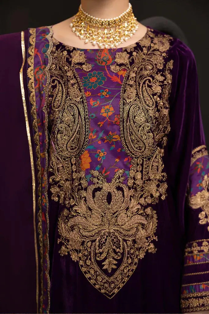 Charizma Signature Unstitched Embroidered Velvet 3Pc Suit CV22-06