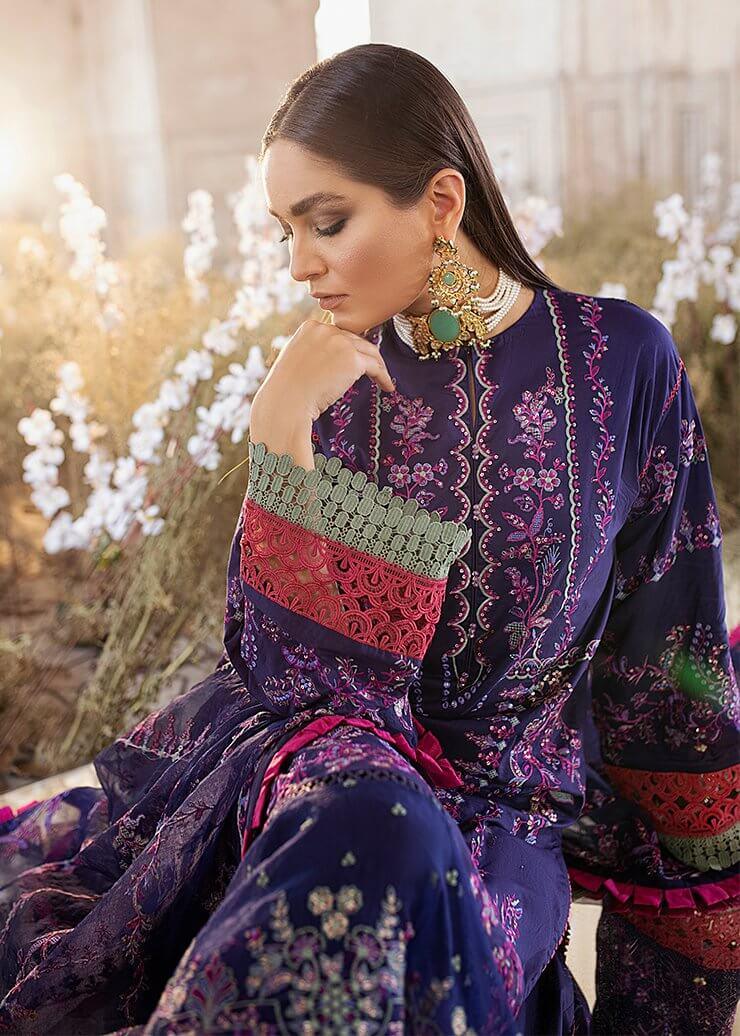 Afrozeh Luxury Lawn Unstitched 3 Piece Embroidered Suit D-05 Cyra - FaisalFabrics.pk