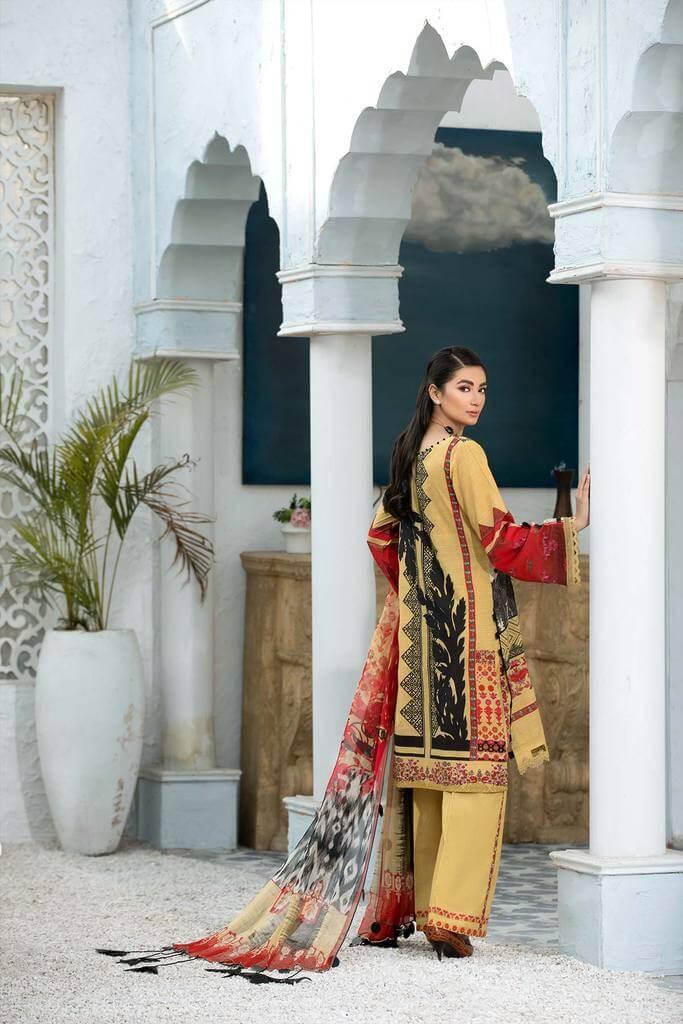 CHARIZMA C-Print Unstitched Lawn 3 Piece Suit CP-03 Mellow Yellow - FaisalFabrics.pk