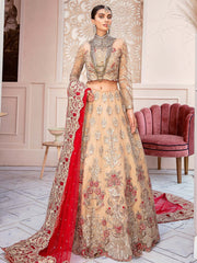 Imrozia Premium Embroidered Brides Collection 3pc Suit I-05 Beige - FaisalFabrics.pk