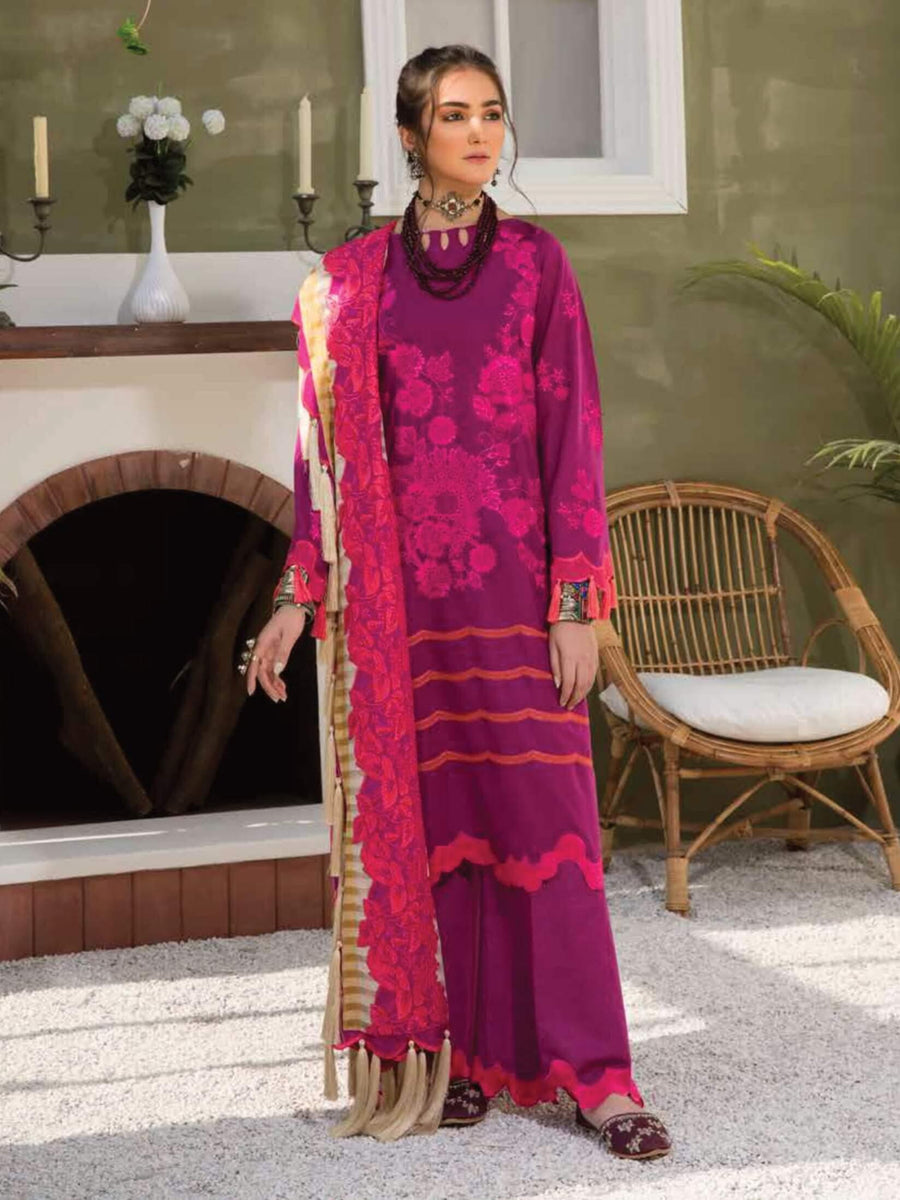Charizma Signature 2021 Embroidered Lawn Karandi 3Pc Suit CLK-09 - FaisalFabrics.pk