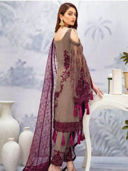 Ramsha Chevron Luxury Chiffon Vol-2 Embroidered 3Pc Suit A-201 - FaisalFabrics.pk