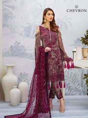 Ramsha Chevron Luxury Chiffon Vol-2 Embroidered 3Pc Suit A-201 - FaisalFabrics.pk