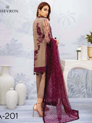 Ramsha Chevron Luxury Chiffon Vol-2 Embroidered 3Pc Suit A-201 - FaisalFabrics.pk