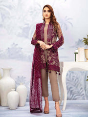 Ramsha Chevron Luxury Chiffon Vol-2 Embroidered 3Pc Suit A-201 - FaisalFabrics.pk