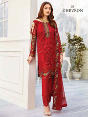 Ramsha Chevron Luxury Chiffon Vol-2 Embroidered 3Pc Suit A-205 - FaisalFabrics.pk