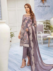Ramsha Chevron Luxury Chiffon Vol-2 Embroidered 3Pc Suit A-209 - FaisalFabrics.pk