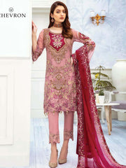 Ramsha Chevron Luxury Chiffon Vol-2 Embroidered 3Pc Suit A-210 - FaisalFabrics.pk