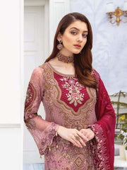 Ramsha Chevron Luxury Chiffon Vol-2 Embroidered 3Pc Suit A-210 - FaisalFabrics.pk