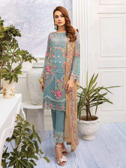 Ramsha Chevron Luxury Chiffon Vol-2 Embroidered 3Pc Suit A-211 - FaisalFabrics.pk