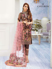 Ramsha Chevron Luxury Chiffon Vol-2 Embroidered 3Pc Suit A-212 - FaisalFabrics.pk