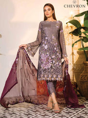 Ramsha Chevron Luxury Chiffon Vol-1 Embroidered 3Pc Suit A-103 - FaisalFabrics.pk