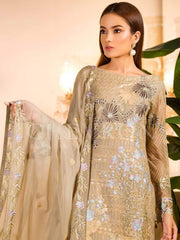 Ramsha Chevron Luxury Chiffon Vol-1 Embroidered 3Pc Suit A-109 - FaisalFabrics.pk
