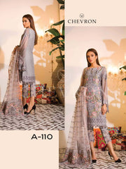 Ramsha Chevron Luxury Chiffon Vol-1 Embroidered 3Pc Suit A-110 - FaisalFabrics.pk