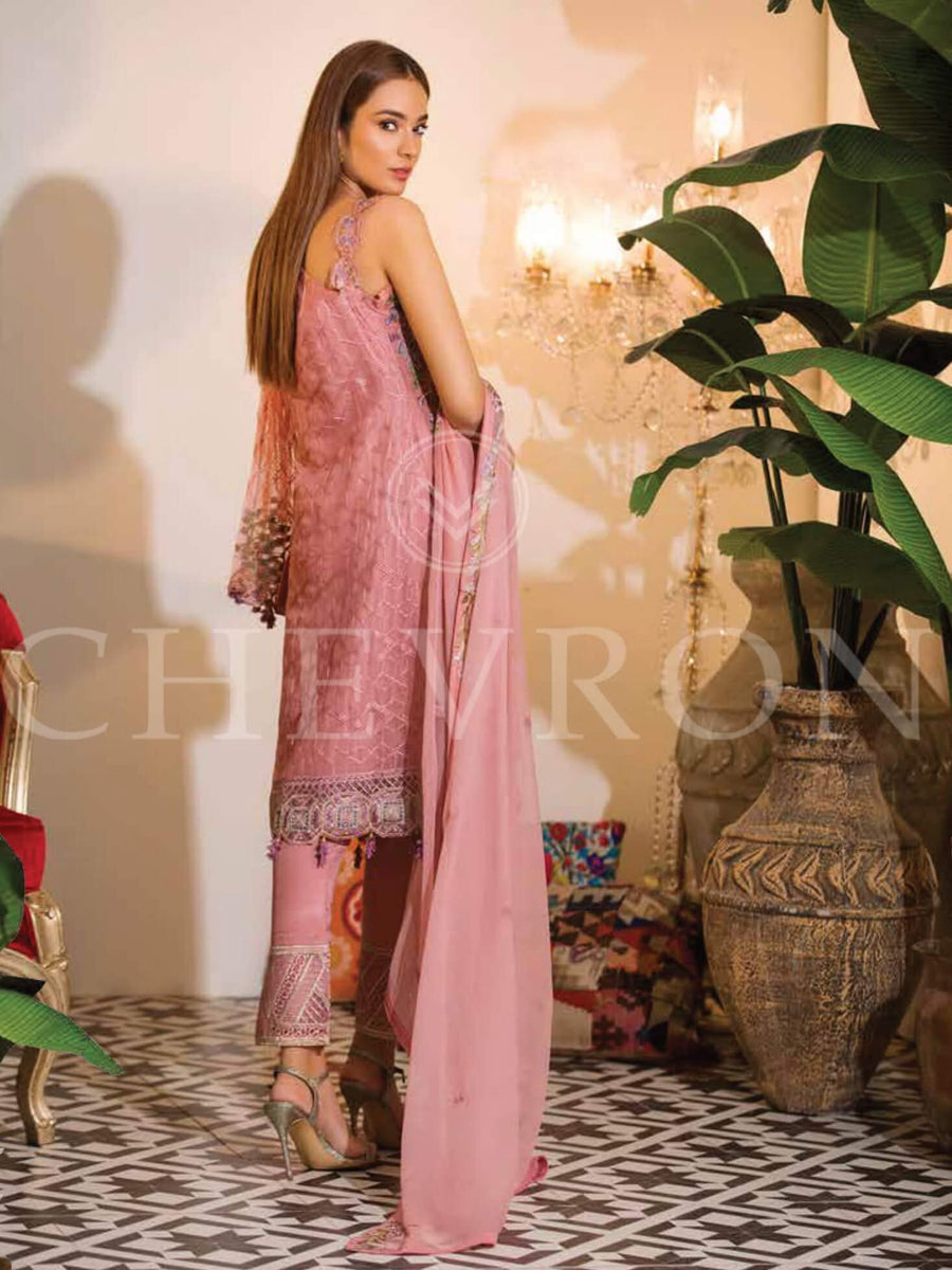 Ramsha Chevron Luxury Chiffon Vol-1 Embroidered 3Pc Suit A-112 - FaisalFabrics.pk