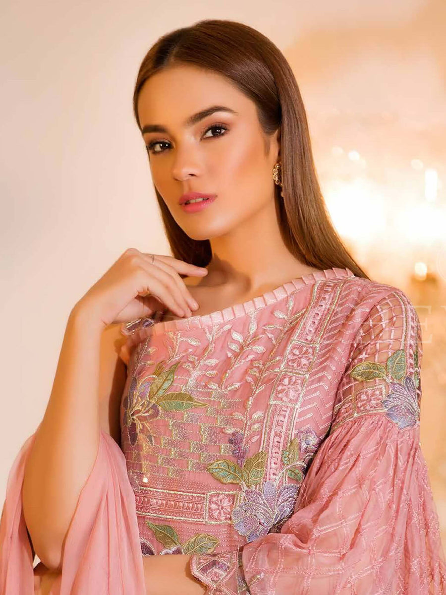 Ramsha Chevron Luxury Chiffon Vol-1 Embroidered 3Pc Suit A-112 - FaisalFabrics.pk