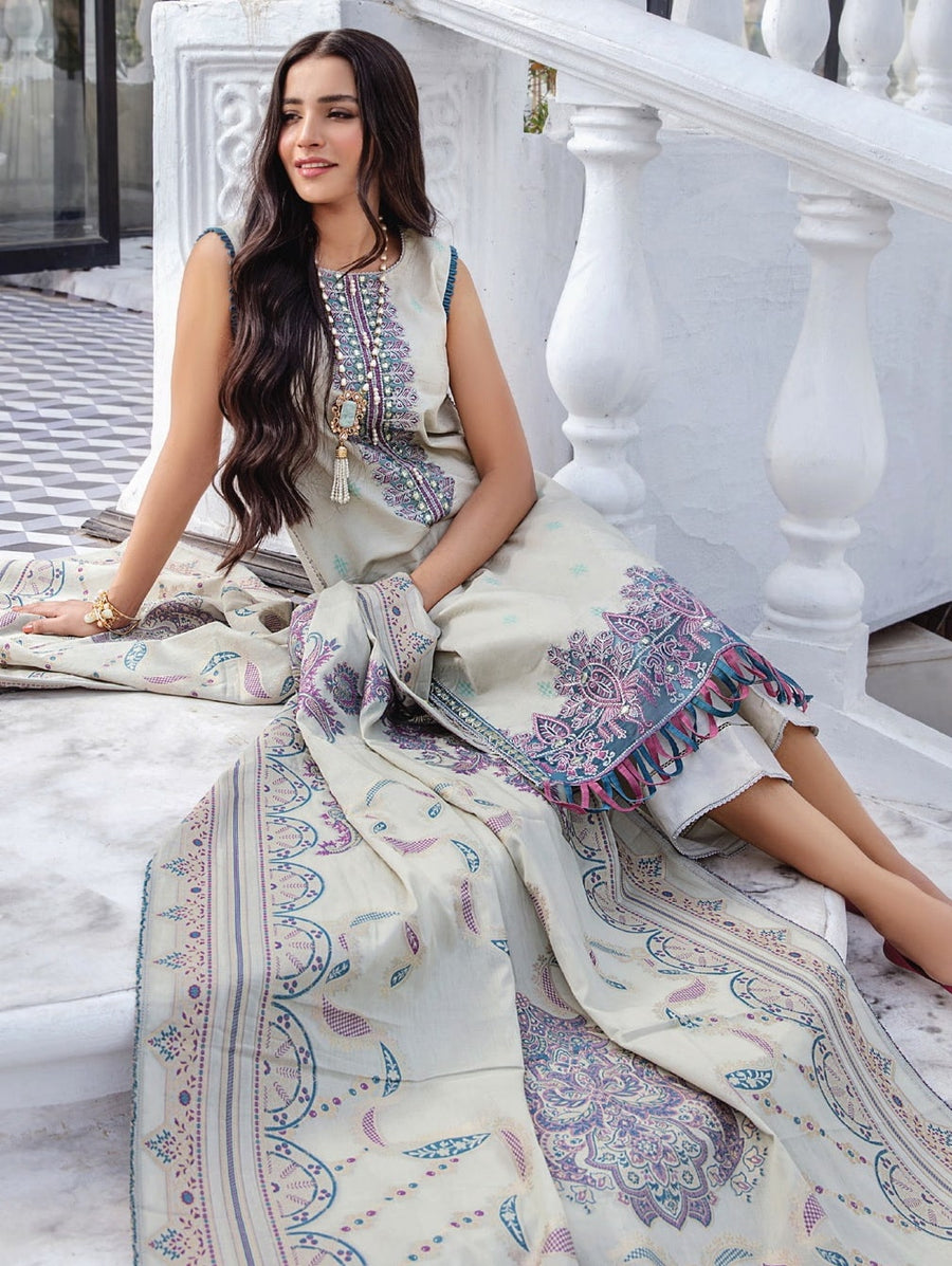 Kalam by Humdum Unstitched Embroidered Jacquard Lawn 3Pc Suit D-01
