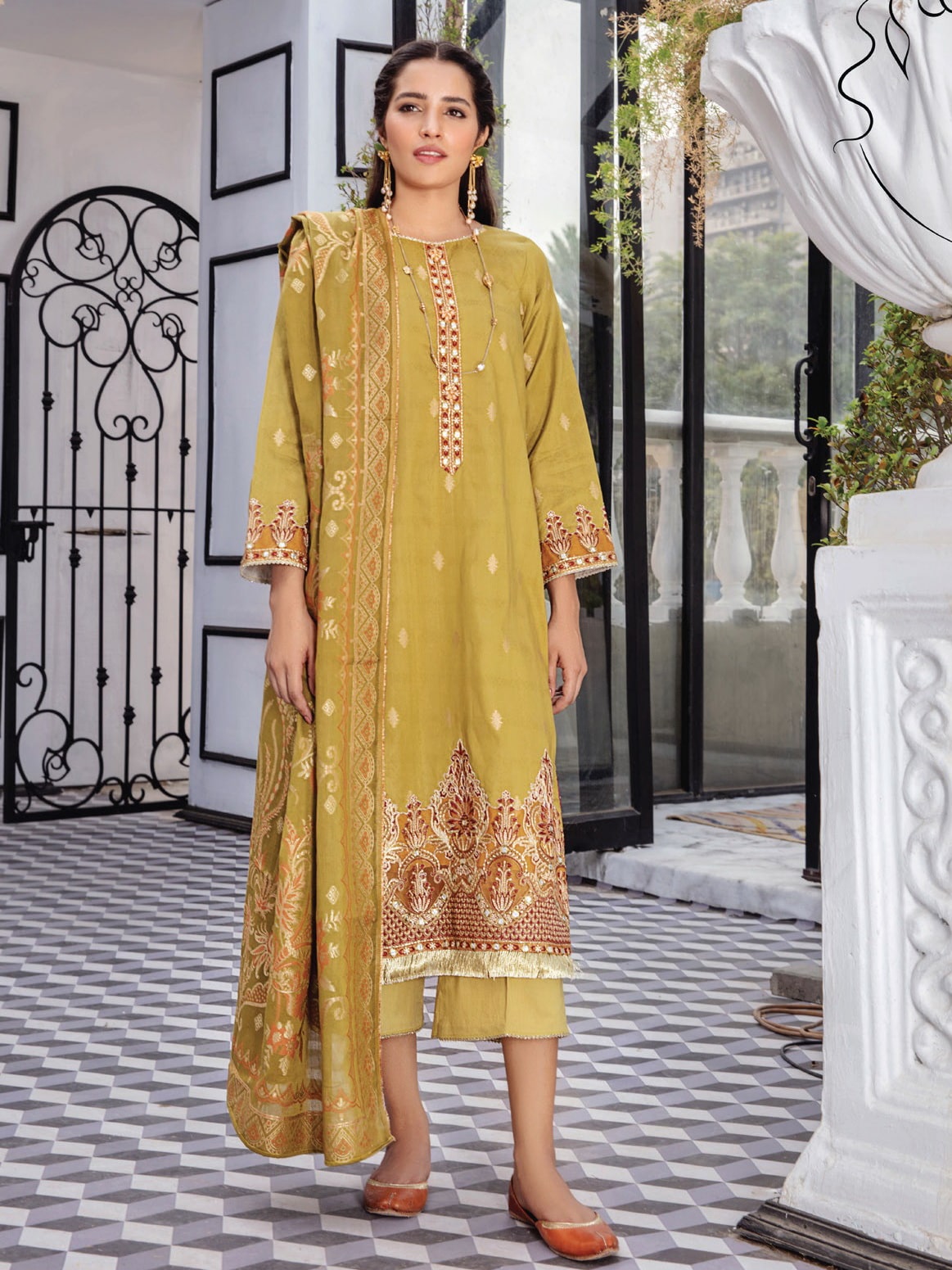 Humdum Collection Kalam by Humdum Unstitched Embroidered Jacquard Lawn 3Pc Suit D-03