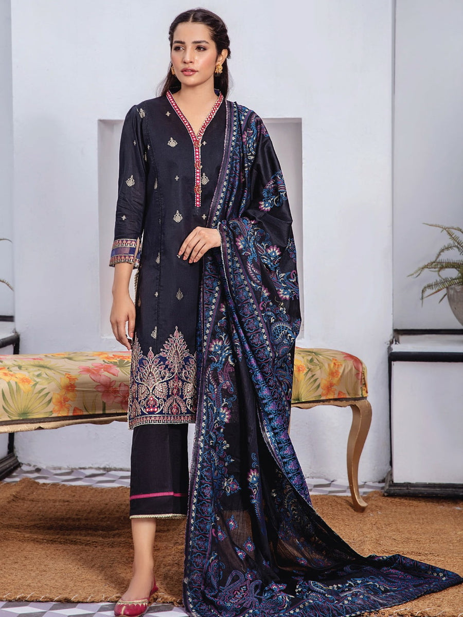 Kalam by Humdum Unstitched Embroidered Jacquard Lawn 3Pc Suit D-05