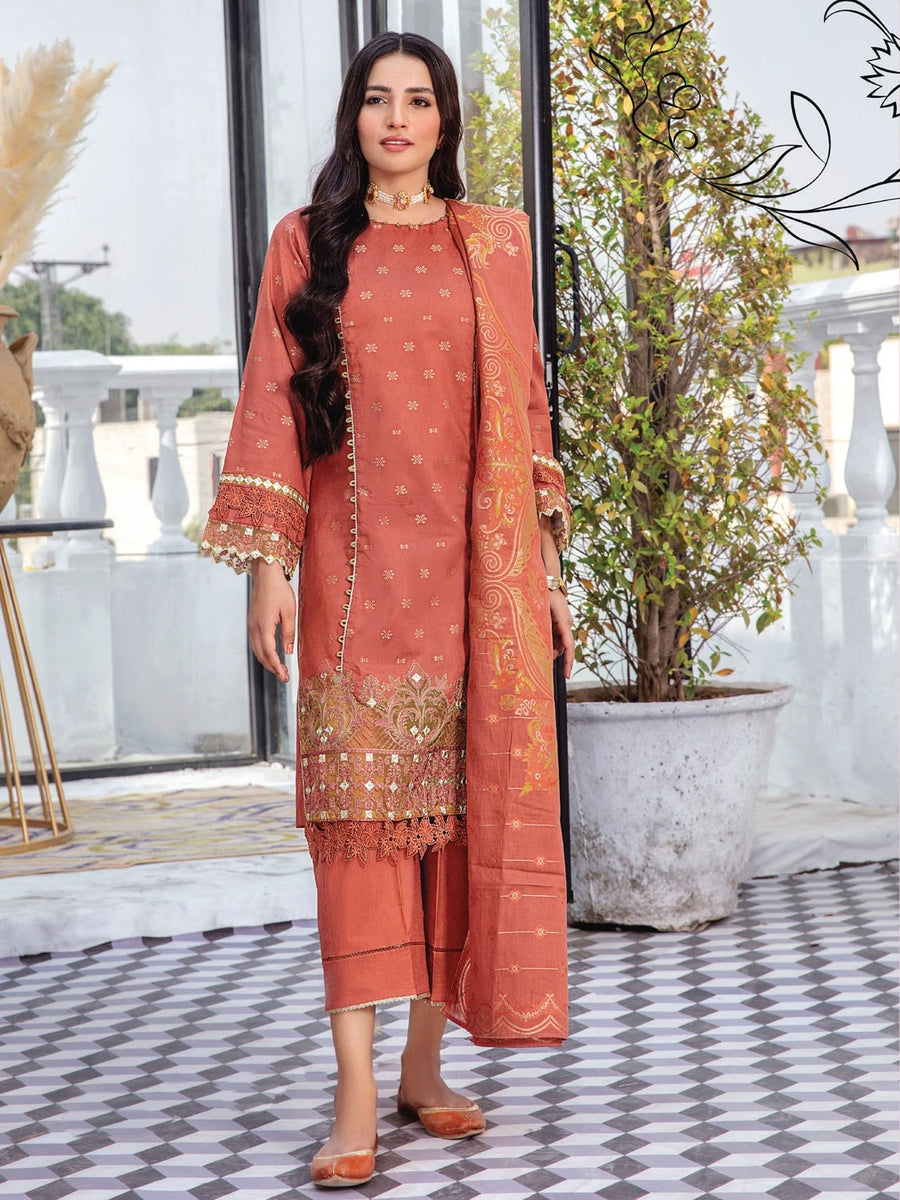 Kalam by Humdum Unstitched Embroidered Jacquard Lawn 3Pc Suit D-07